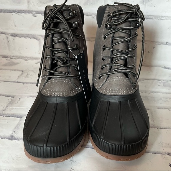 NWT Mens Tommy Hilfiger Colins 2 lace up dark grey duck boots size 10 - Picture 6 of 9